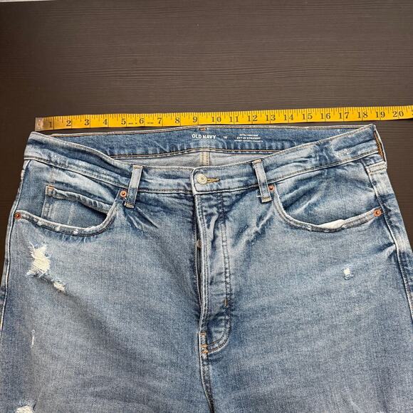 Old Navy Extra High Rise Sky High Straight Leg Distressed Jeans Women's Size 16 - Picture 11 of 12